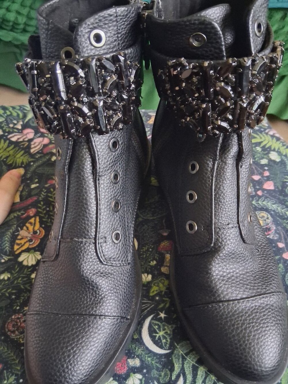 Karl Lagerfeld rhinestone boots